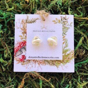 Cream Mushroom Stainless Steel Stud Earrings